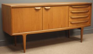 Mid to late 20th century, 'Younger' teak sideboard, two cupboard doors, four short drawers,