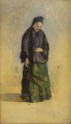 Lady in Mourning, French School 19th century oil on canvas signed with initials E P and dated 1880,