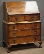 Mid 20th century mahogany bureau, drop down front, one short drawer, three long drawers,