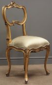 French Louis style chair, upholstered seat, carved features, Versailles gold paint, W50cm,