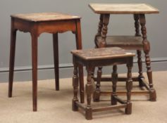Mahogany occasional table, four turned supports and stretchers, one lower shelf, (W45cm, H66cm,