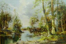 'Woodland River Scene',