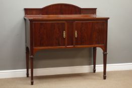 Maple & Co - Edwardian walnut sideboard, raised fluted and figured back, two cupboard,