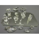 Swarovski crystal pelican, goose, fish and seal pup boxed with certificates, duck and frog,