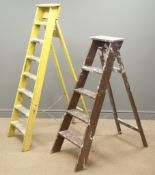 Two pairs of vintage painted step ladders,