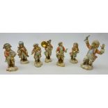 Set of seven early 20th century Continental Monkey band musicians, impressed 1021,