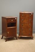 Reproduction mahogany bow fronted four drawer chest, cabriole supports, (W46cm, H92cm, D36cm),