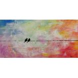 Blackbirds on a Wire, contemporary abstract,