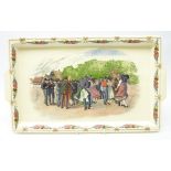 Sarreguemines rectangular ceramic tray decorated with people dancing Condition Report