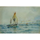 Fishing boats off Scarborough, watercolour signed and dated 1920 by Austin Smith 24cm x 35.