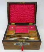 Victorian walnut sewing box, with mother-of pearl inlaid top,