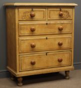 Victorian scumbled pine chest, two short and three long drawers, W92cm, H108cm,