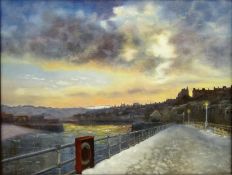 'Winter Skyline', Whitby, oil on board signed by K.