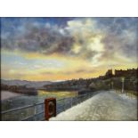 'Winter Skyline', Whitby, oil on board signed by K.