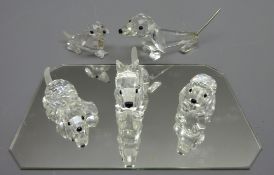 Swarovski crystal dachshund, poodle and another dog, boxed with certificates,