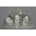 Swarovski crystal dachshund, poodle and another dog, boxed with certificates,