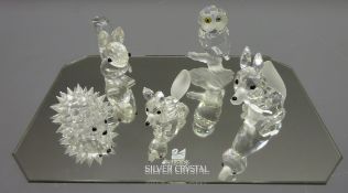 Swarovski crystal squirrel and fox both boxed with certificates hedgehog, fox and owl,