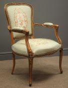 French style bedroom chair upholstered in tapestry cover,