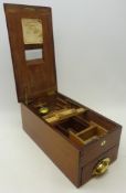 Late Victorian mahogany cash drawer with brass fittings and handle,
