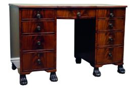 Regency period mahogany kneehole desk,