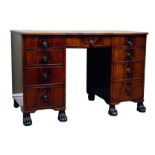 Regency period mahogany kneehole desk,