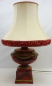 French style simulated marble table lamp with gilt swags & foliate borders on square base,