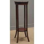 Georgian mahogany jardiniere stand, Sheraton style, joining under tier, four splayed supports,