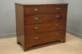 19th century mahogany chest, fitted with two short and two long drawers, bracket supports, W117cm,