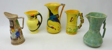 Three Burleigh Ware jugs one decorated with a Flamingo, H26cm,