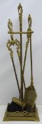 Brass fire companion set with stand, H79cm Condition Report <a href='//www.