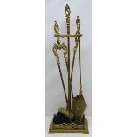 Brass fire companion set with stand, H79cm Condition Report <a href='//www.