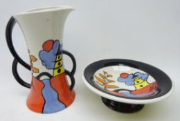 Lorna Bailey 'Oriental' pattern footed bowl and jug, H17.