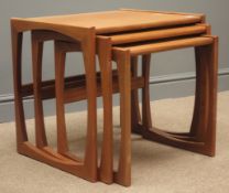 Mid 20th century 'G-Plan' teak nest of three tables, W54cm, H49cm,
