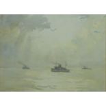 Shipping at Sea, watercolour signed by Nelson Ethelred Dawson (British,