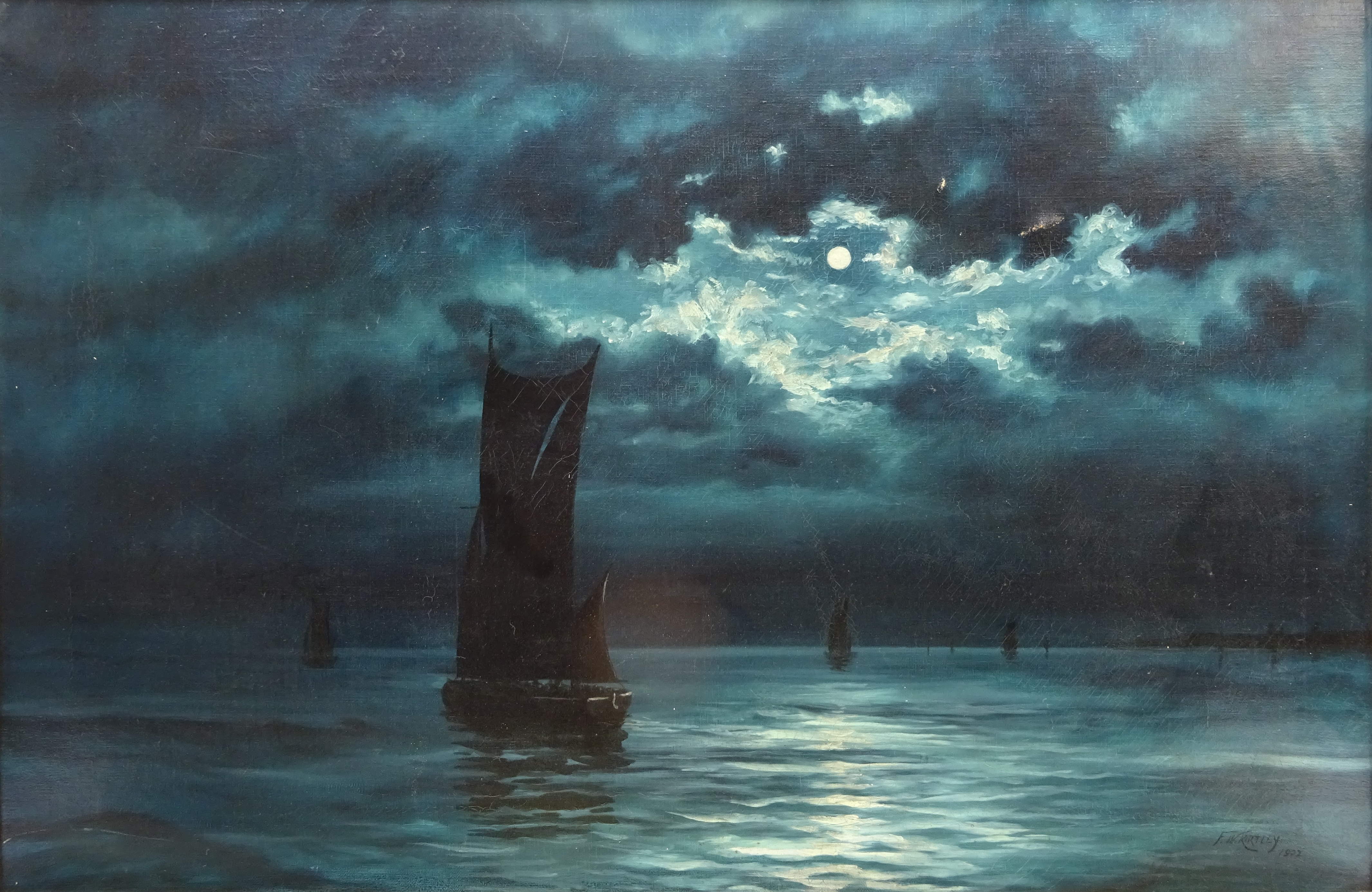 Sailing Boats at Moonlight and at Dawn, - Image 2 of 5