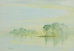 Hazy Lakeland Scene, 20th century watercolour signed and dated '90 by R.