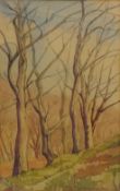 'Trees - Early Spring', watercolour bears signature of Rowland Hill dated '48,