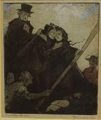 'The Settler's Farewell', aquatint with etching,