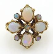 9ct gold opal cluster ring, hallmarked Condition Report Approx 3.