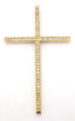 Large gold cross pendant set with diamonds,