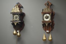 Two 20th century Dutch style figural wall clocks with weights (no pendulums) Condition