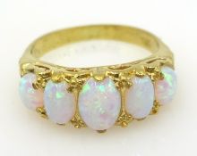 Five stone opal silver-gilt ring stamped SIL Condition Report <a href='//www.