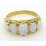 Five stone opal silver-gilt ring stamped SIL Condition Report <a href='//www.