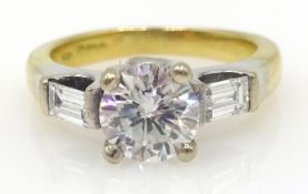 Diamond ring set with central diamond approx 0.