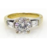 Diamond ring set with central diamond approx 0.