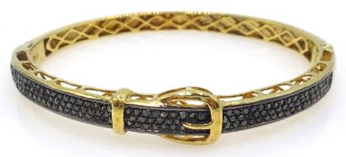 Silver-gilt hematite, belt design bracelet with hinged clasp,