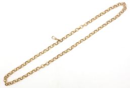 Rose gold large cable link muff chain tested 9ct, approx 52.