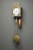 20th century French brass Comtoise clock, white enamel dial.