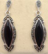 Pair of silver black onyx,