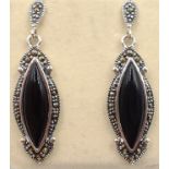 Pair of silver black onyx,